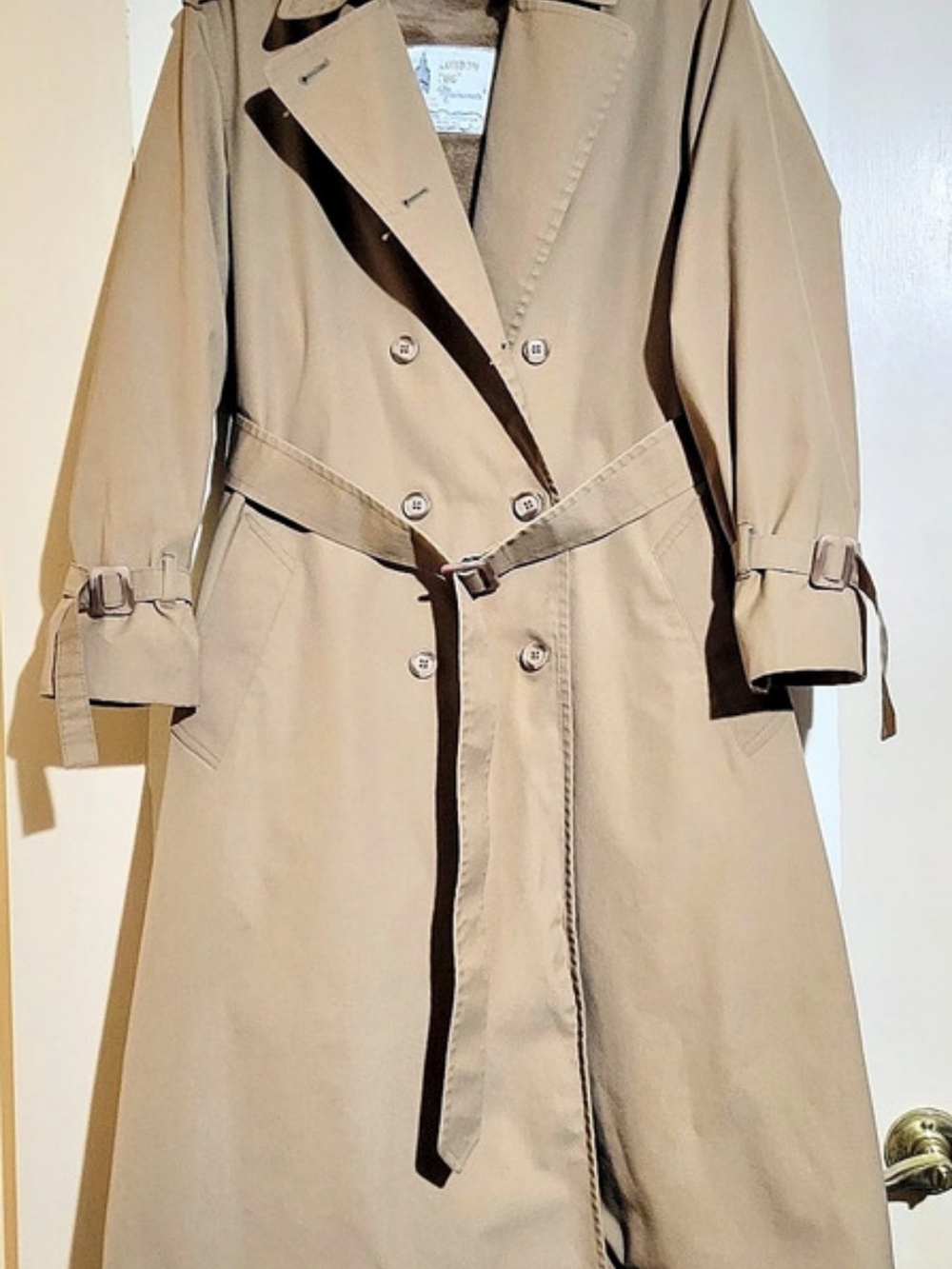 Vintage London Fog Classic Double-Breasted Trench Coat - Tan/Beige Size 8